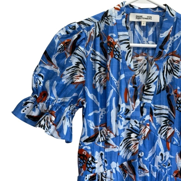 Diane Von Furstenberg Erica Blue Floral Print Maxi Dress. Size 0 - Picture 6 of 15